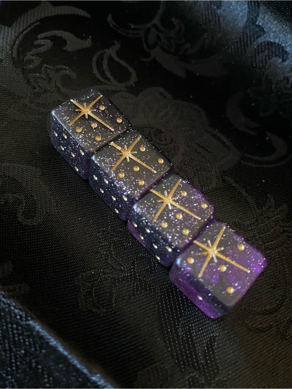 Galaxy Purple & Black Star Dice Set